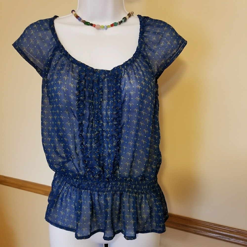 Sheer Boho Style Ruffle Top!.
